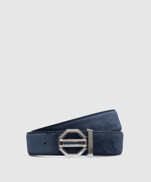 Stefano Ricci Blue suede belt with logo N381SDC554P