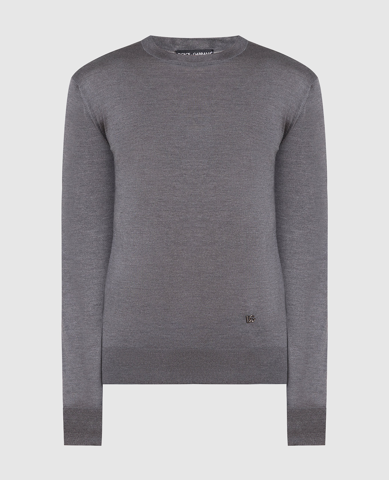 

Серый джемпер из шелка с металлическим логотипом DG, Джемпера