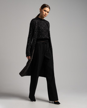 Twinset Черный удлиненный кардиган в логотипе шаблон с люрексом. 232TT3122