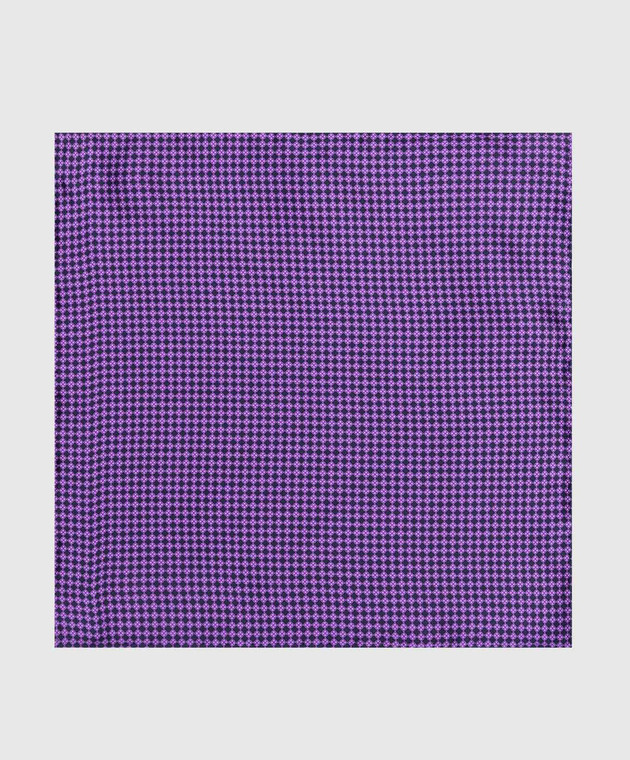 Stefano Ricci Children's purple silk tie and pache scarf set in geometric pattern YDH27026 image 2