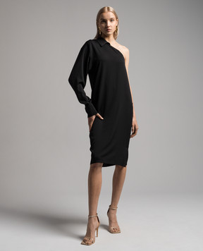 Max Mara Sportmax Черное ассиметричное платье из шелка ZURCA ZURCA