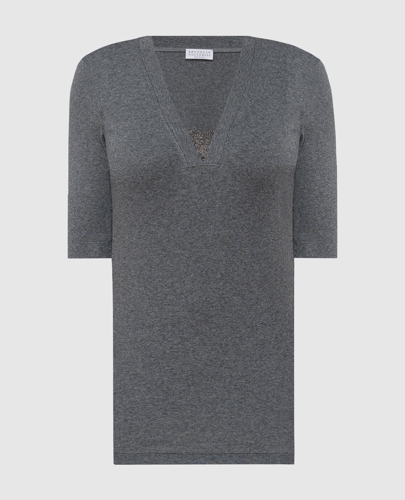 Gray t-shirt with monil chain made of ecolathuni