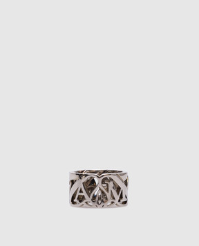 Alexander McQueen Серебристое кольцо с логотипом Seal 774099J160N