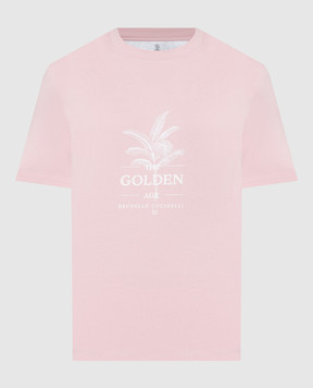 Brunello Cucinelli Розовая футболка с принтом M0B138482
