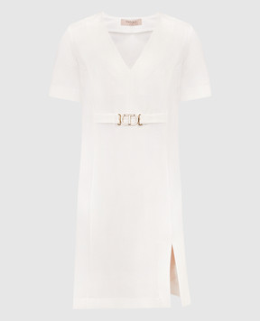 Twinset Белое платье мини с логотипом 241TP2275