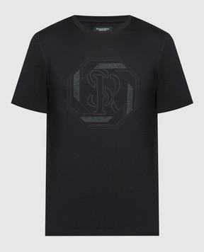Stefano Ricci Чорна футболка з монограмою логотипа MNH4103010803