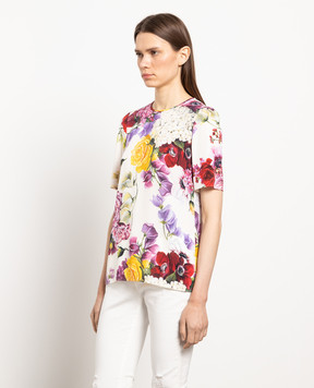 Dolce&Gabbana Топ із шовку в квітковий принт F7U27TFSAX3