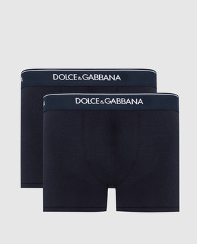 Dolce&Gabbana Набор синих трусов-боксеров с логотипом. M9C07JONN95