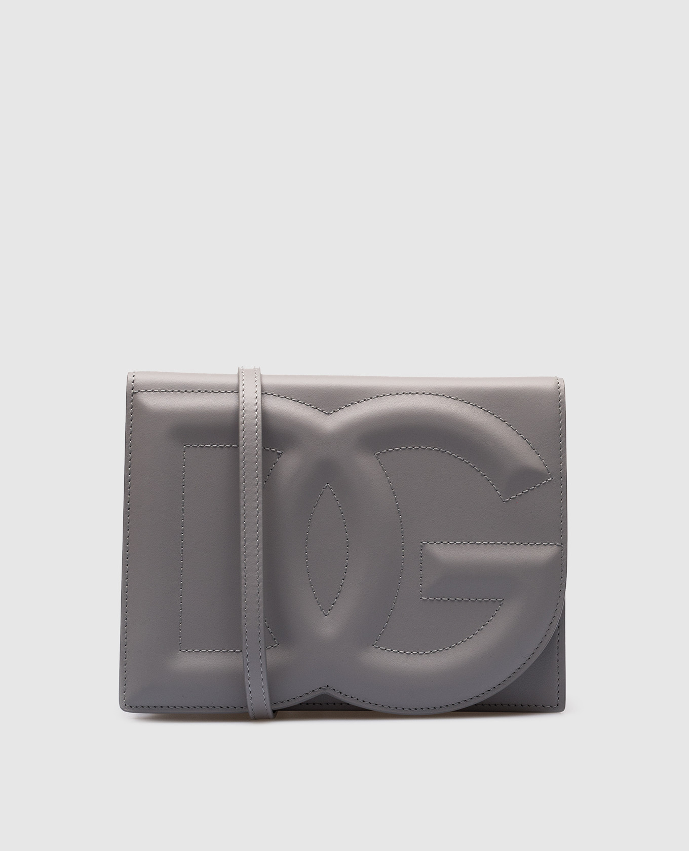 DG Logo cross body bag in gray leather