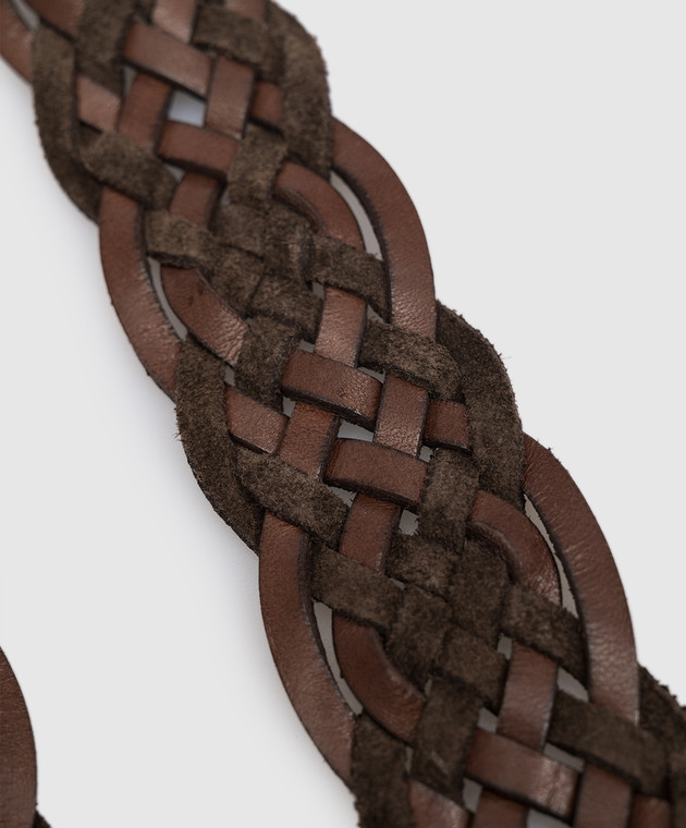 Brunello Cucinelli - Brown leather braided belt MAUZC327 - buy