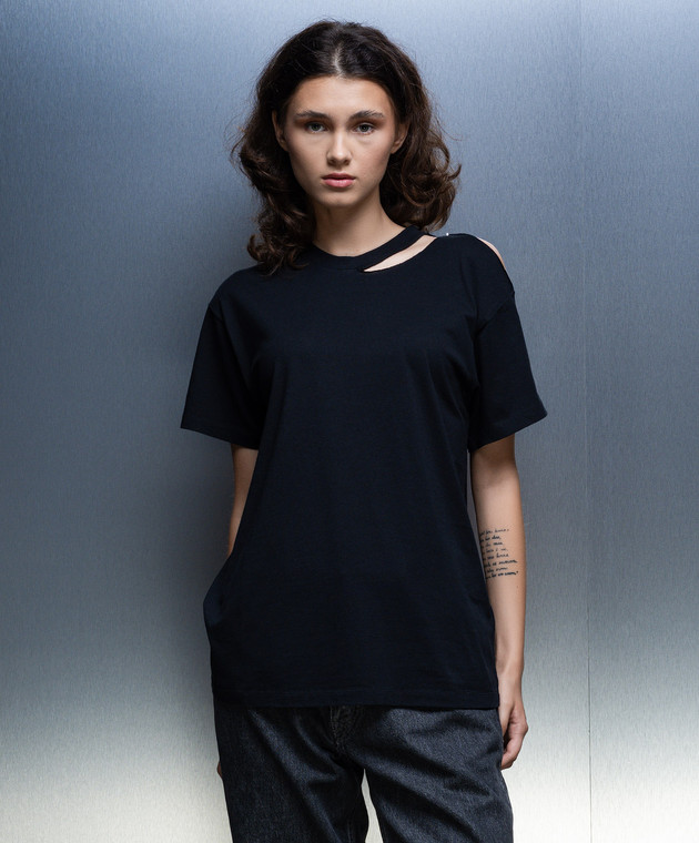 Maison Margiela MM6 Черная футболка с вырезами S52GC0305S24312 изображение 3