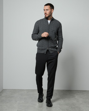 Cashmere&Whiskey Сірий кардиган з кашеміру в фактурний візерунок 80606C
