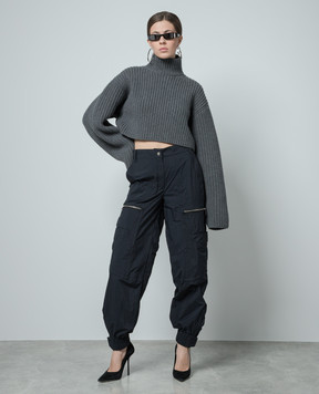 Balenciaga Серый укороченный свитер из шерсти 771046T1681
