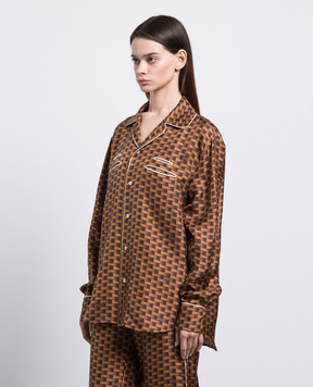 Bally Коричнева блуза із шовку у візерунок Pennant M5BAA12FSE085
