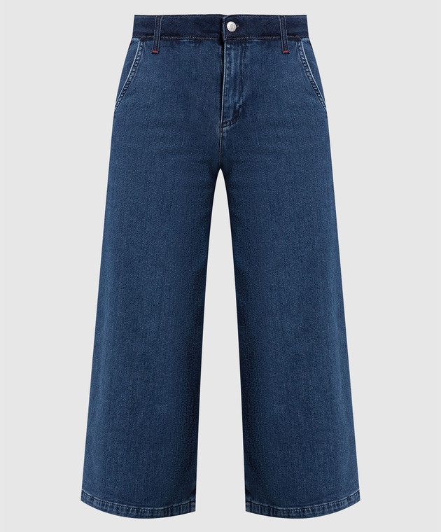 Max & Co Темно-сині джинсові кюлоти Quaderno із вишивкою монограми QUADERNO