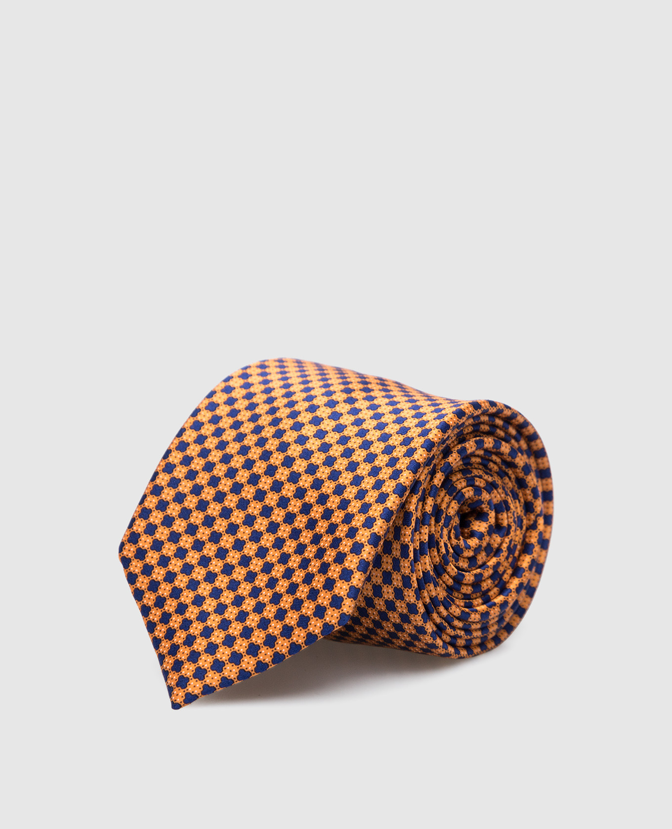 Детский оранжевый шелковый набор из галстука и платка-паше в узор