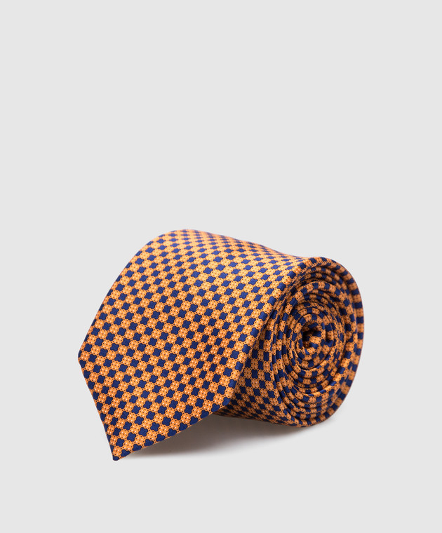 Stefano Ricci Дитячий помаранчевий шовковий набір із краватки та хустки-паші у візерунок YDH27026