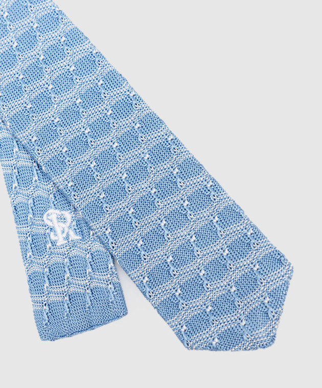 Stefano Ricci Дитяча блакитна краватка з шовку в геометричним малюнком. YCRMTSR8162 зображення 3