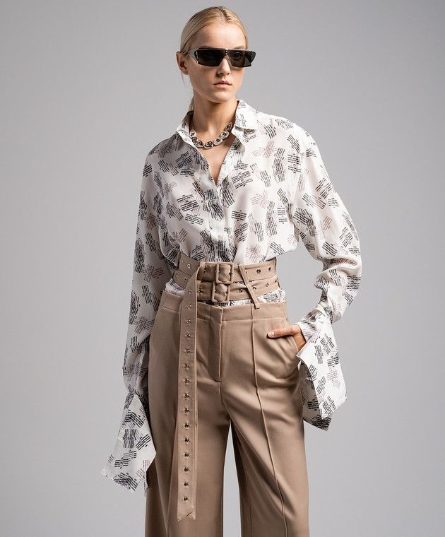 Rokh Белая блуза из шелка в брендированном принте R0CA287JP изображение 3