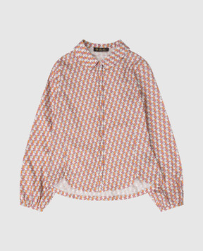 Loro Piana Детская розовая рубашка в геометрический узор F1FAI6958