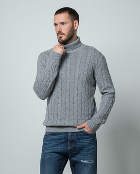 Cashmere&Whiskey Серый свитер с кашемиром в фактурный узор. 80605C