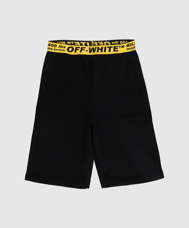 Off-White Дитячі чорні шорти з логотип принт OBCI001S22FLE003
