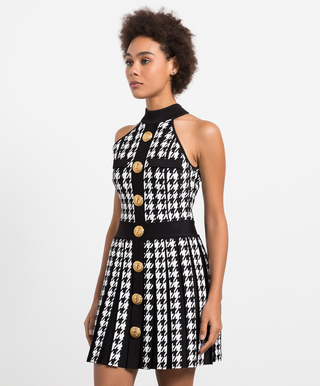 Balmain Сукня з плісуванням у візерунок гусяча лапка YF1R3051KC23 зображення 3