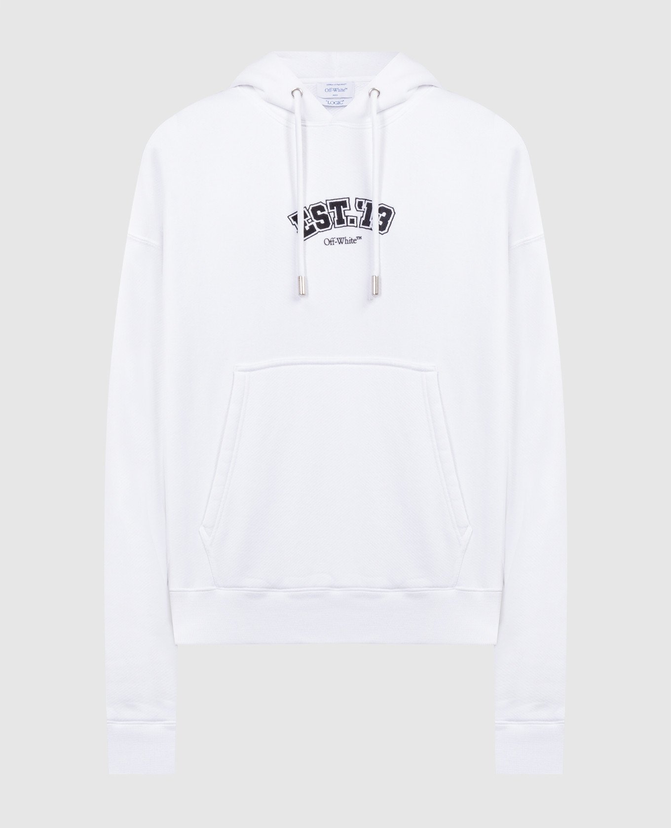 Logo embroidered logo print hoodie in white
