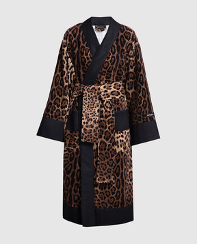 Dolce&Gabbana Коричневий халат в анімалістичний візерунок TCF010TCAH8