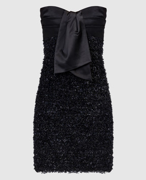 Balmain Черное платье-бюстье с люрексом BF0R1170MD26