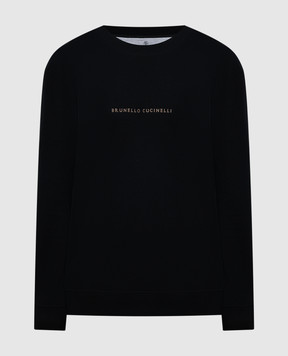 Brunello Cucinelli Черный свитшот с вышивкой логотипа M0T353434