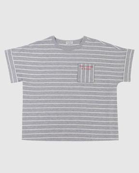 Brunello Cucinelli Дитяча футболка у смужку з принтом BL857T075B