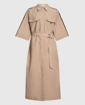 Brunello Cucinelli Бежева сукня-сорочка з ланцюжком моніль M0F79A5089