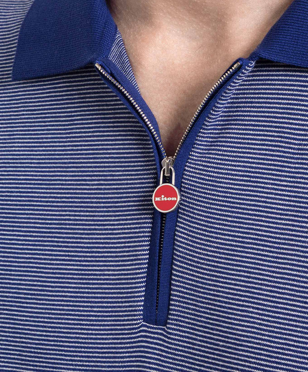 Kiton Blue striped polo shirt UK939E23 image 5