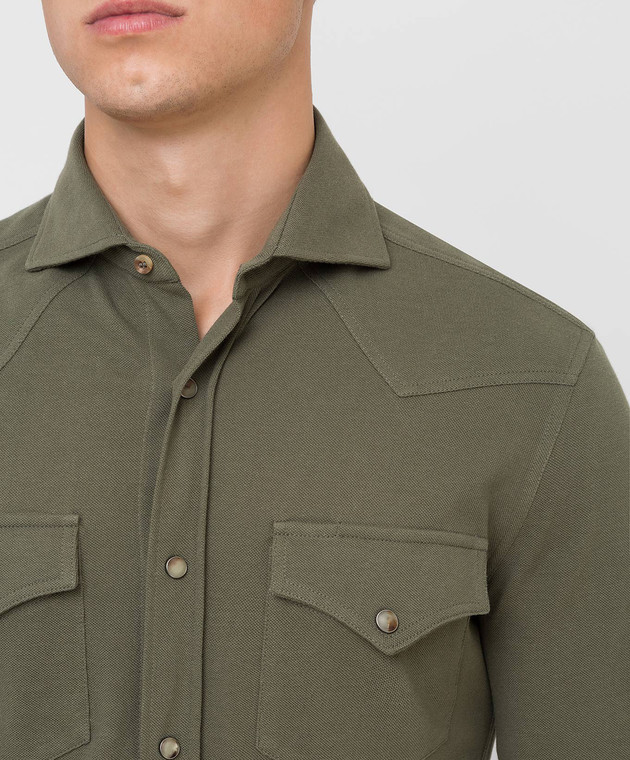 Brunello Cucinelli Зеленая рубашка M0T636666 изображение 5