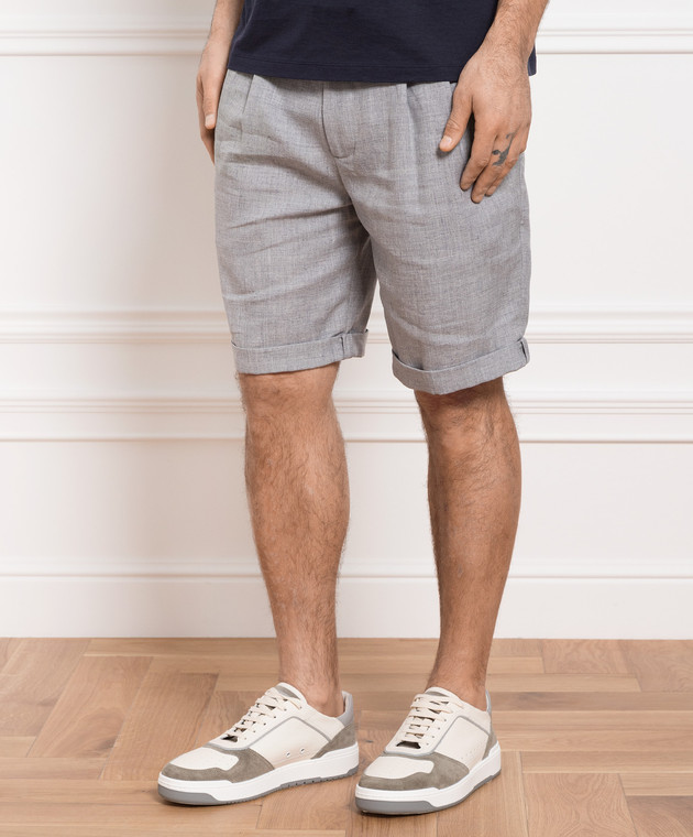 Brunello Cucinelli Серые шорты из льна и шерсти MW494V0340 изображение 3