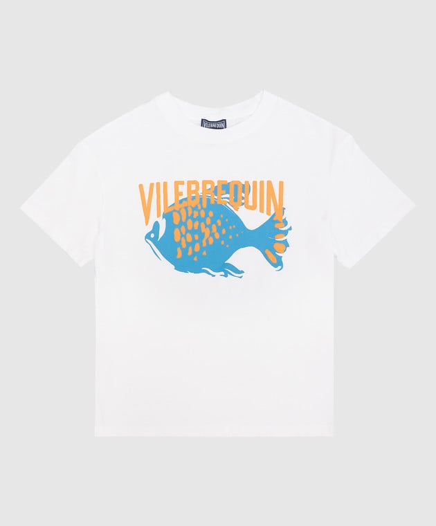 Vilebrequin Children's white t-shirt Gabin with a print GAIU3P61
