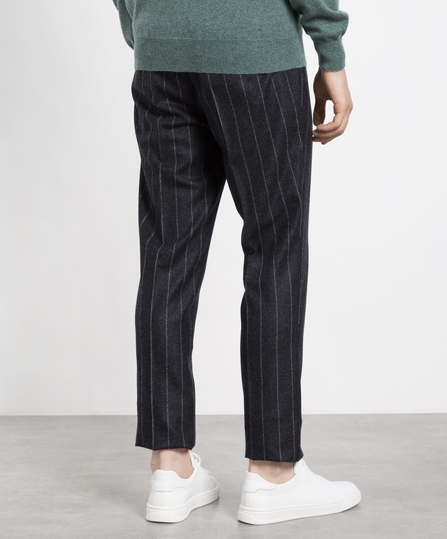 Brunello Cucinelli Темно-сірі штани з вовни в смужку ME259E1740 зображення 4