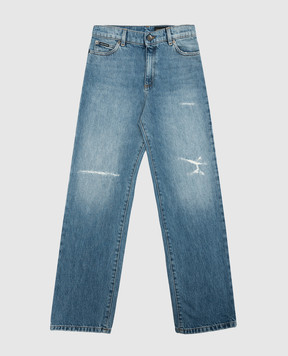 Dolce&Gabbana Дитячі сині джинси з проріхами та логотипом L42F48LDB46812+