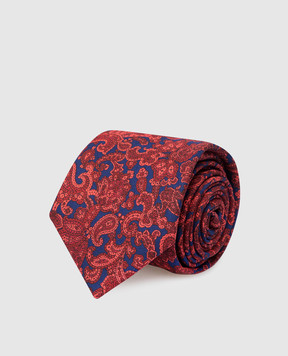Stefano Ricci Дитячий бордовий шовковий набір з краватки та хустки-паші у візерунок. YDHNG501