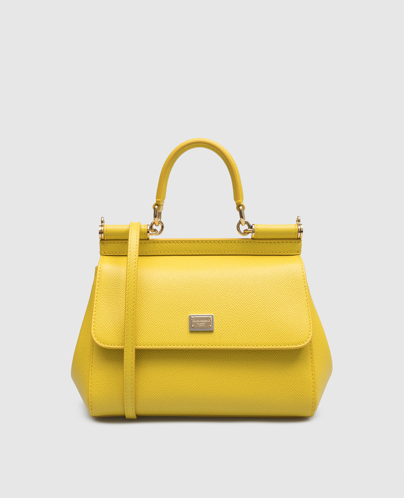Yellow leather satchel bag SICILY