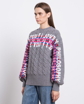 Philosophy di Lorenzo Serafini Сірий светр з вовни I Love You A09385701