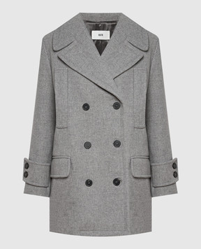 Solotre Серое двубортное пальто M1R0129