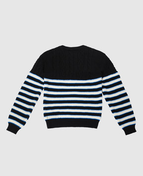 Balmain Дитячий чорний светр з вовни в смужку BT9P50W0117410