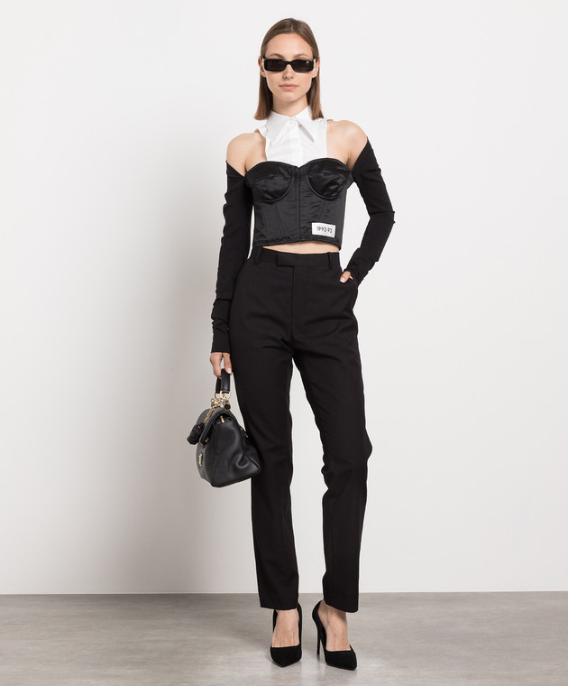 Dolce&Gabbana Black blouse with a corset F777NTGDBQ0 image 2