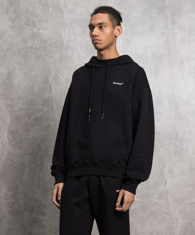 Off-White Черное худи с принтом логотипа OMBB037C99FLE003 изображение 3