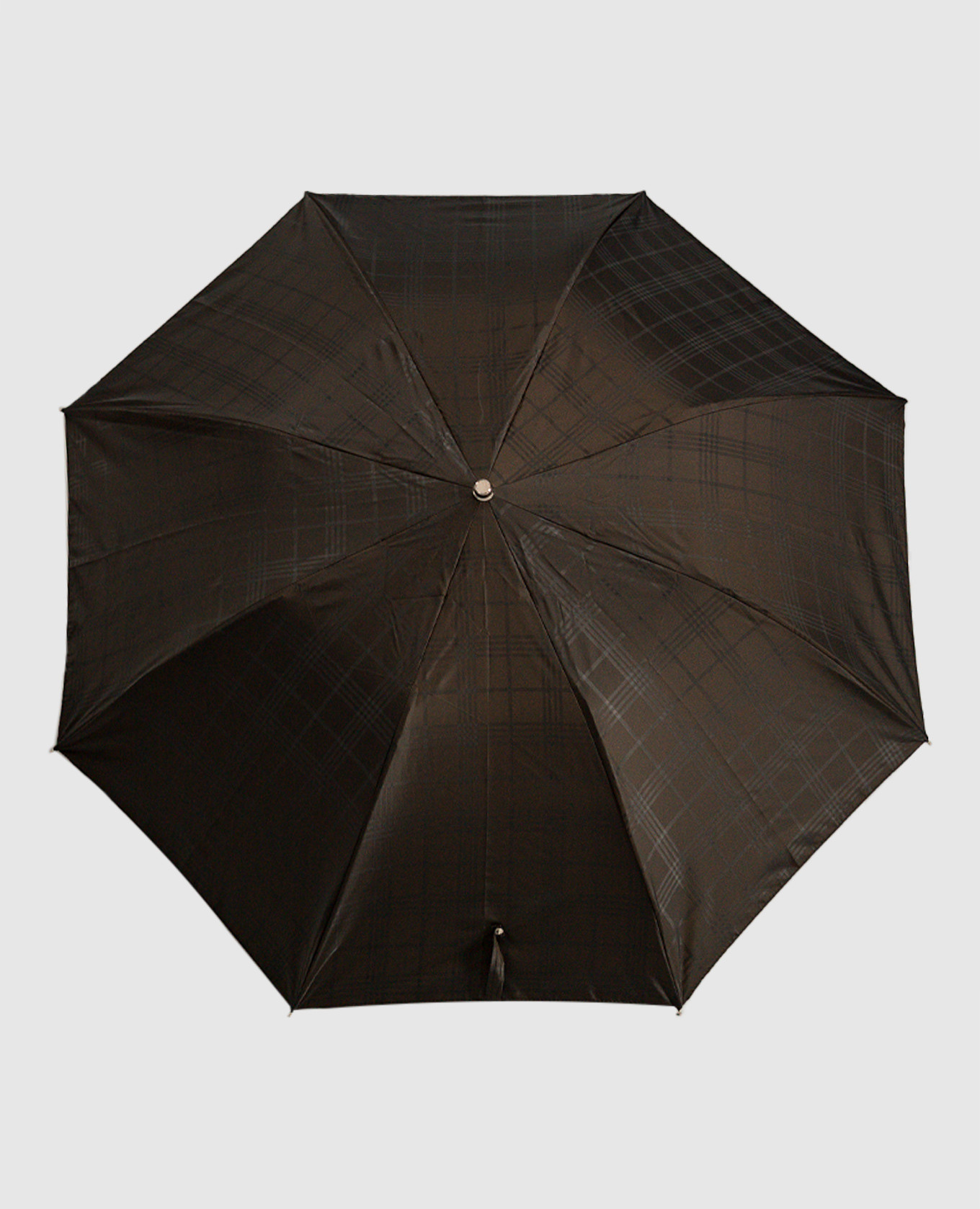 Коричневый зонтик с ручкой из кожи