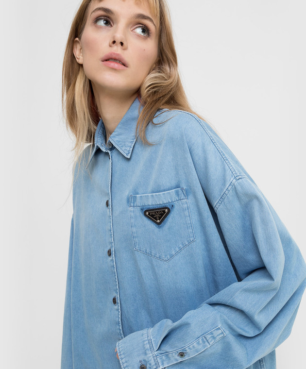Prada Джинсовая рубашка с логотипом GFC03910IM изображение 5