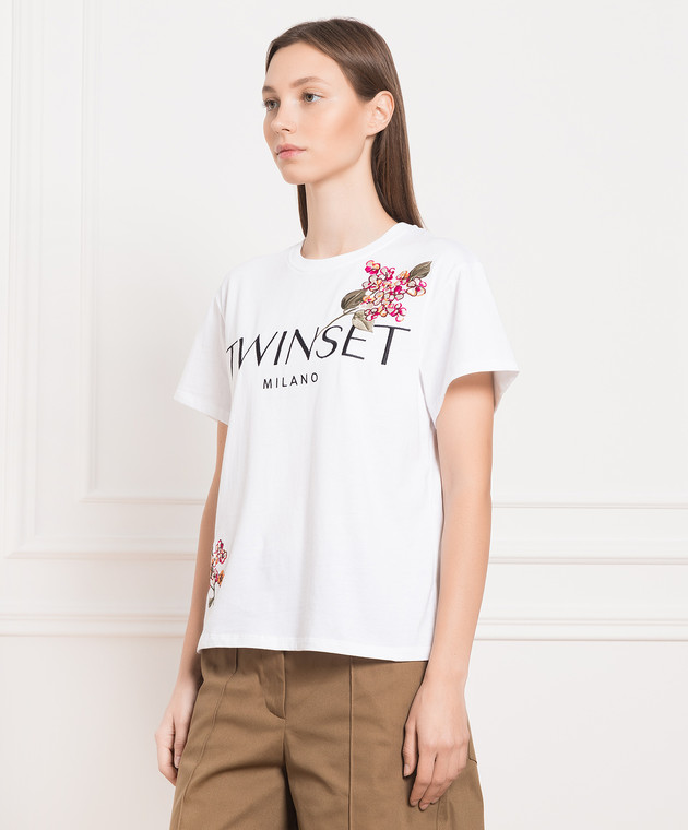 Twinset White T-shirt with embroidery 231TP2780 изображение 3
