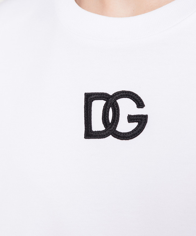 Dolce&Gabbana Білий топ з контрастною нашивкою логотипу DG F8T09ZG7HPF зображення 5